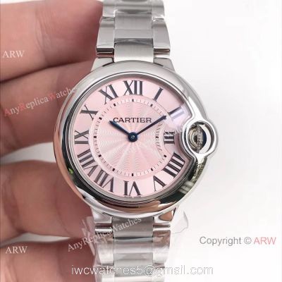 AAA Replica Ballon Bleu Cartier Quartz Watch Stainless Steel Pink Dial