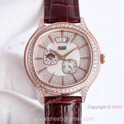 Swiss Copy Piaget Emperador Coussin Dual Time Zone Watch Rose Gold Diamond