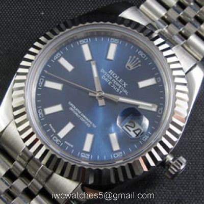 Clone Swiss ETA2836 Rolex Datejust II Watch Blue Face