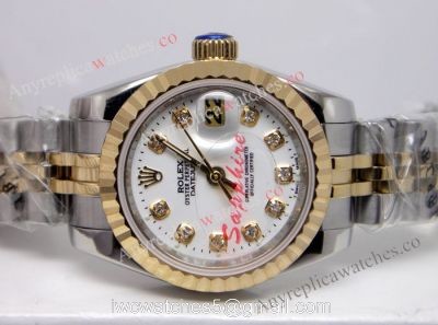Best Replica Rolex Datejust Gold White Face Watch   White Face Ladies Watch