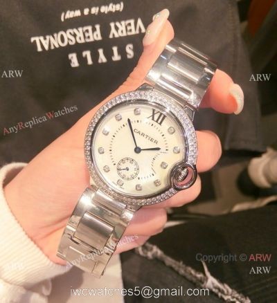2019 Copy Cartier Ballon Bleu Watch SS White Mother of Pearl Dial 36mm