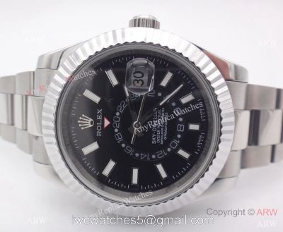 Rolex Sky Dweller Stainless Steel Black watch  Working Time Zone