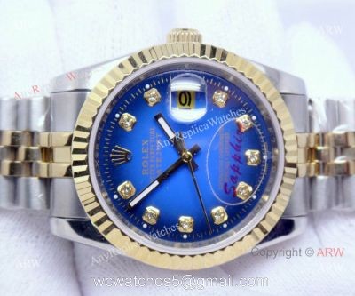 Replica Rolex Datejust Watch 2-Tone Blue Dial for Mens