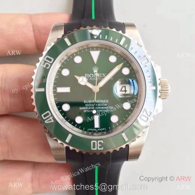 New Upgraded Rolex Submariner Hulk Replica Watch SS Rubber B Strap