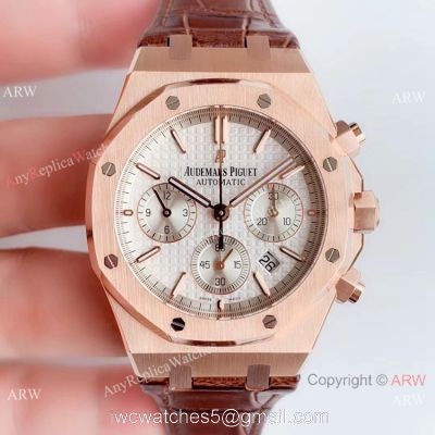 BF Swiss Royal Oak Audemars Piguet Replica Watch Rose Gold Brown Leather Band 41mm