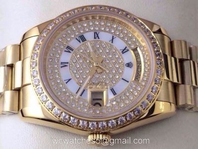 Rolex Day Date Diamond &038; Roman Watch  Yellow Gold  Buy Replica Watch