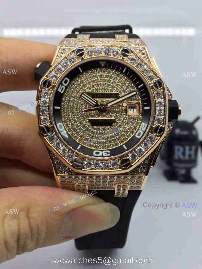 Replica Swiss Audemars Piguet Watch Rose Gold Diamond Dial