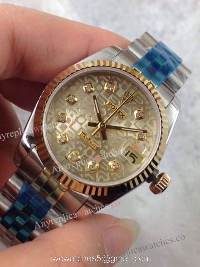 Clone Rolex Datejust 2-Tone Gold Micro Face 31mm Watch