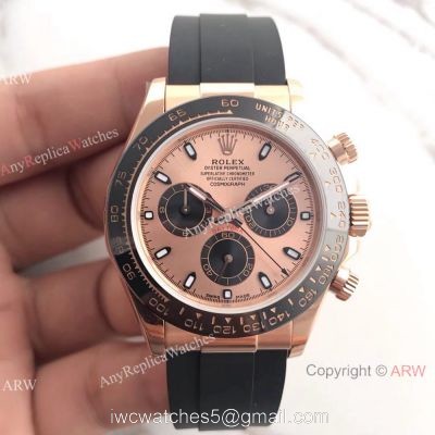 Swiss Grade Rolex Daytona Rose Gold Black Rubber Watch AR Factory