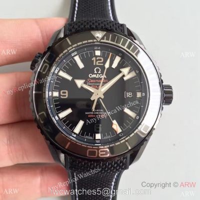 Swiss Replica Omega Seamaster Planet Ocean Deep Black GMT Ceramic Watch