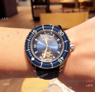New Copy Blancpain Fifty Fathoms Tourbillon Watch SS Blue Dial  SWISS QUALITY