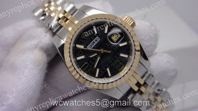 High Quality Rolex Replica Ladies Watch 2-Tone Black Dial Low Price