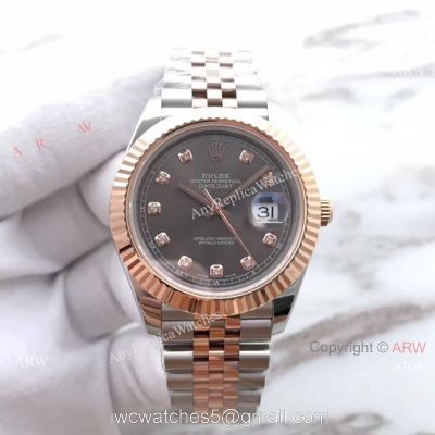 (EW) Replica Rolex Datejust 2 Dark Rhodium Diamond Watch ETA3255