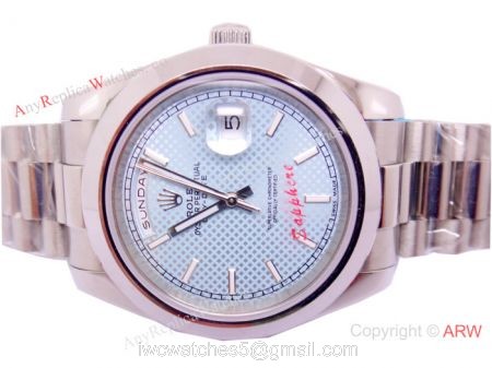 Copy Rolex Day-Date 40mm SS Ice Blue Dial Standard Markers Watch