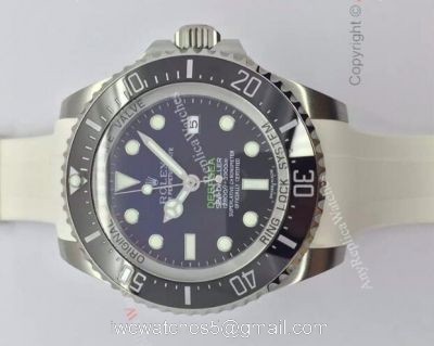 NEW Upgraded Rolex Deepsea 44mm Replica Watch White Rubber Strap