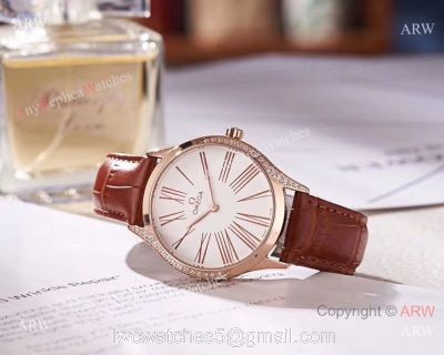 2018 Copy Omega De Ville Tresor Lady Watch Rose Gold Case