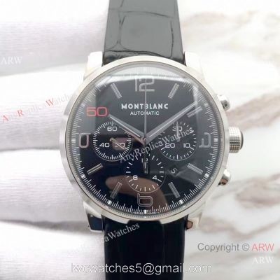 Swiss 7750 Mont Blanc Clone Timewalker Black Face Watch  Red 50 on Dial