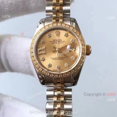 Upgraded Version Rolex Lady Datejust Replica Watch  2-Tone Star Diamond 26mm