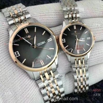 Copy Patek Philippe Calatrava 2-Tone Rose Gold Lovers Watch