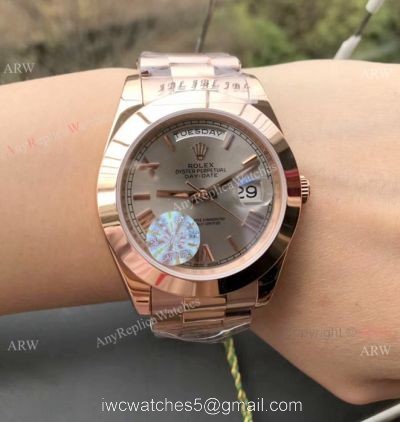 Rolex Day Date Oyster Replica Watches  Rose Gold Gray Dial