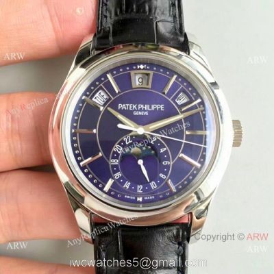 (KM)Replica Patek Philippe Complications Annual Calendar Swiss Watch SS Blue Dial