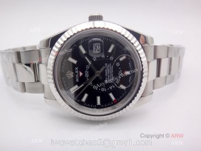 High Quality Rolex Sky Dweller Replica Watch Stainless Steel Black Face 40mm