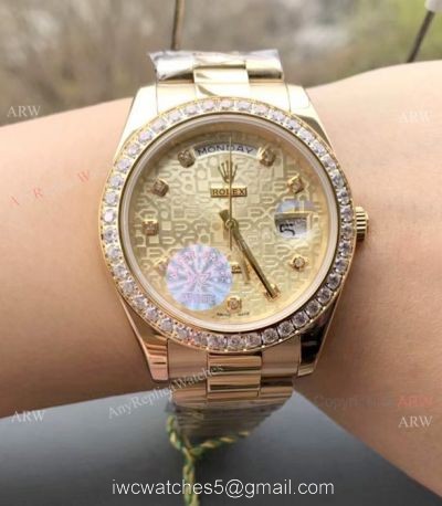 Rolex Day Date President Replica Micro Dial Diamond Bezel Watch 36mm