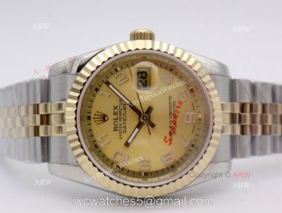 Rolex Datejust Jubilee 2-Tone Arabic Markers Watch Rolex 16233 Fake