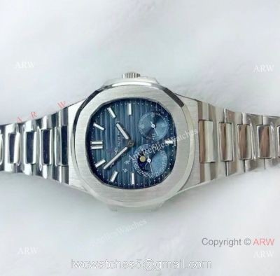 Fake Patek Philippe Nautilus Moon phase Watch  SS Blue Face