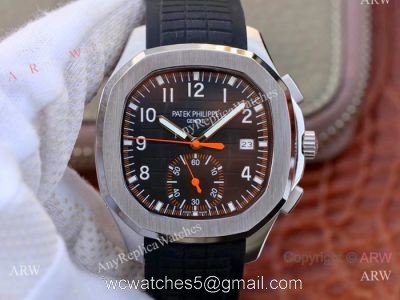 Swiss Replica Patek Philippe 5968A Aquanaut Watch SS Black Chronograph Dial