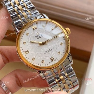 New Style Omega DeVille Automatic Watches  Two Tone White Face