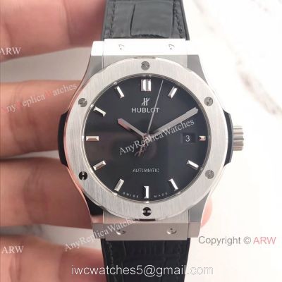 Swiss Hublot HUB1112 Classic Fusion Titanium Watch Black Gummy Strap
