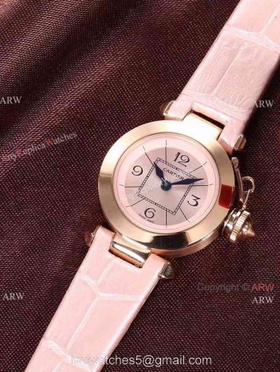 Knock off Cartier Pasha Ladies 28MM Watch Rose Gold Pink Version