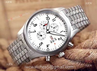 Replica Iwc Pilot Spitfire Chronograph Stainless Steel White Dial Watch For Sale