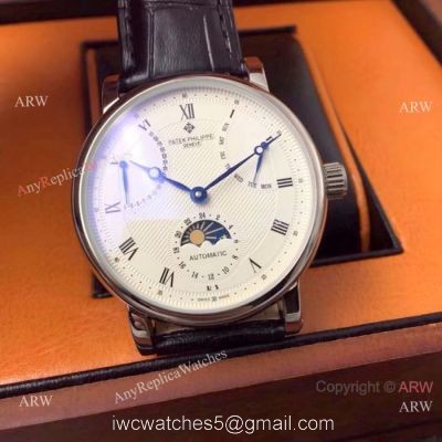 Fake Patek Philippe Geneve Complications Moonphase Copy Watch White Face