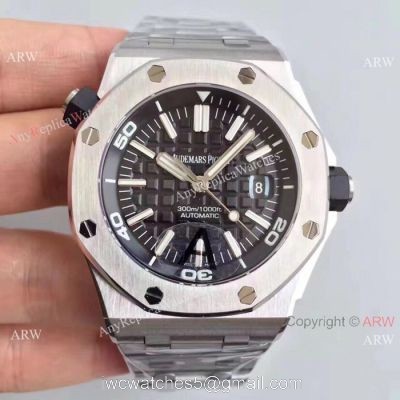 JF Factory Swiss Replica Audemars Piguet Royal Oak Offshore Diver Watch Stainless Steel Black Dial