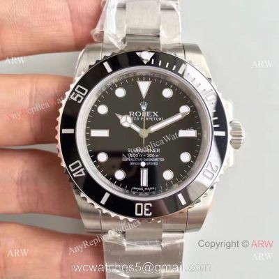Swiss ETA3135 Rolex Submariner NO DATE Black Dial Watch  Noob Factory Watches