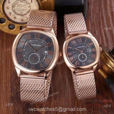 Fake Cartier Drive De Lovers Watch  Rose Gold Black Dial