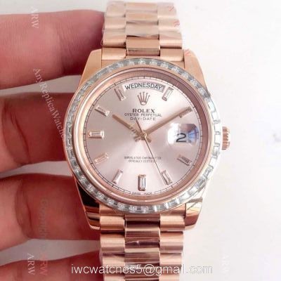 New Upgraded Rolex Day-Date II 2836 Watch Rose Gold Diamond Bezel