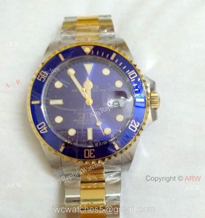 NOOB FACTORY 41MM ROLEX SUBMARINER WATCHES TWO TONE BLUE BEZEL