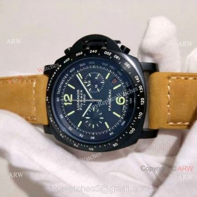 Panerai Luminor Flyback Chronograph Copy Watch Black Case