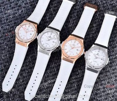 2019 Replica Hublot Classic Fusion Watches SS White Gummy Strap