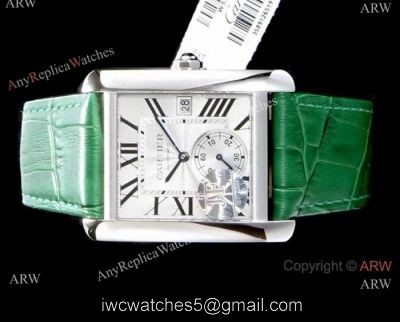 Swiss Grade Cartier Tank 1904MC Mens Watches SS Green Strap