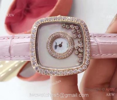 Swiss Quartz Happy Dreams Chopard Lady Watch Pink Leather Rose Gold
