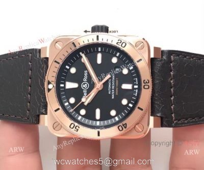 Newest Replica Bell and Ross BR03-92 Diver Bronze Watch Rose Gold
