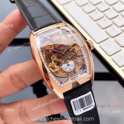 Copy Franck Muller Geneve 39mm Watch Rose Gold Hollow Dial