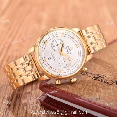 Best Quality Omega De Ville Fake Watches Yellow Gold Chronograph
