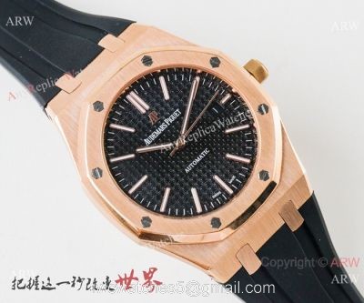 New Replica Audemars Piguet Royal Oak Rose Gold Black Face Watches 41mm