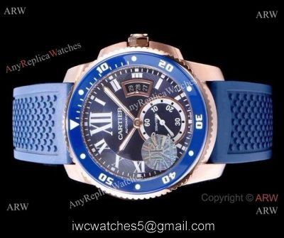 Swiss Replica Cartier Calibre De Cartier Diver Watch Rose Gold Blue