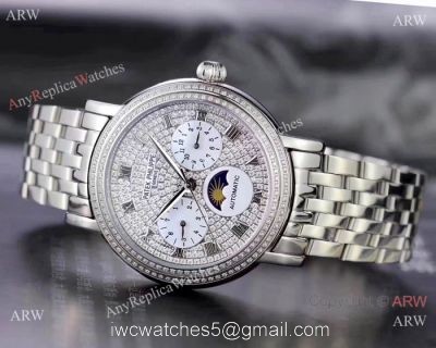 Fake Patek Philippe Complications SS Diamond dial Watch Swiss 9100
